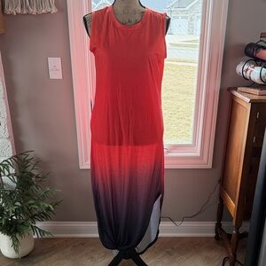 Sleeveless Ombre Maxi Dress - Red and Black